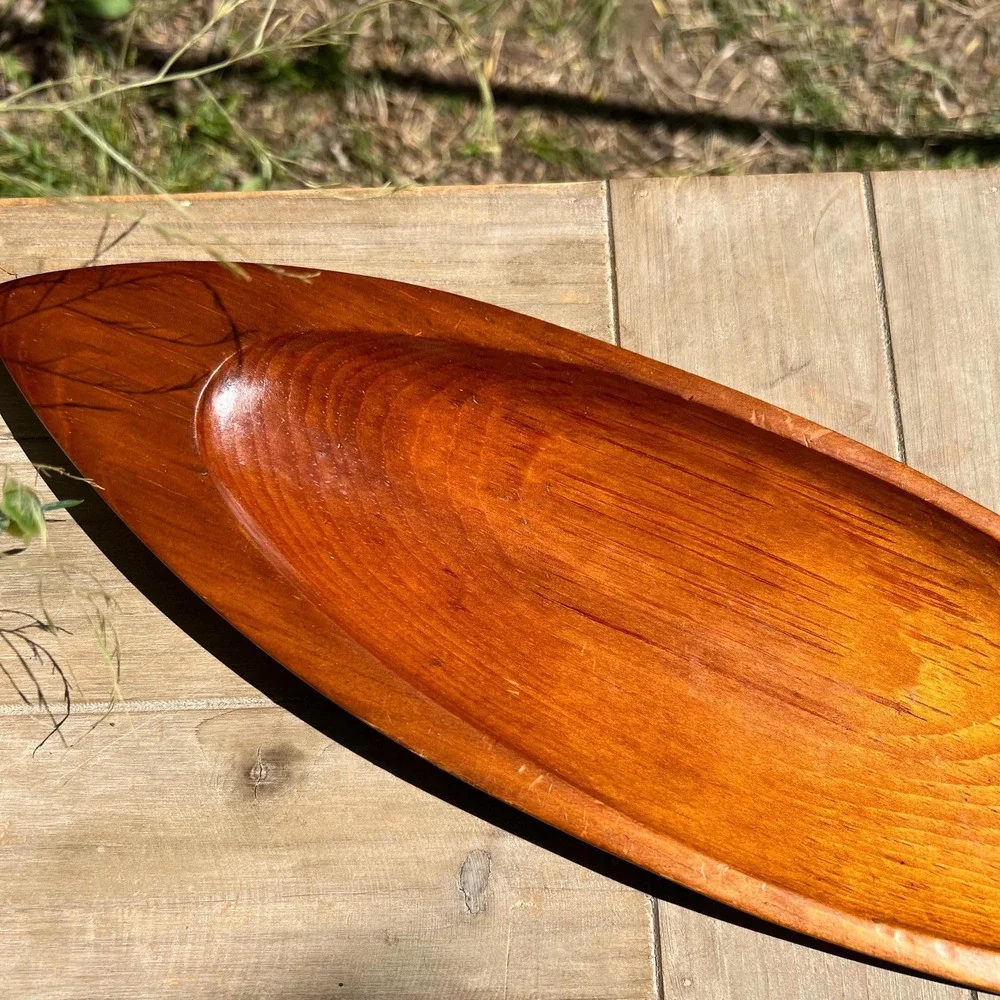 Vintage Acacia Wood Fish Shaped Tray